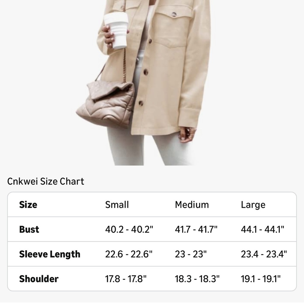 Beige Shacket Jacket Button Front Overshirt Long Sleeve Pockets - Picture 3 of 3